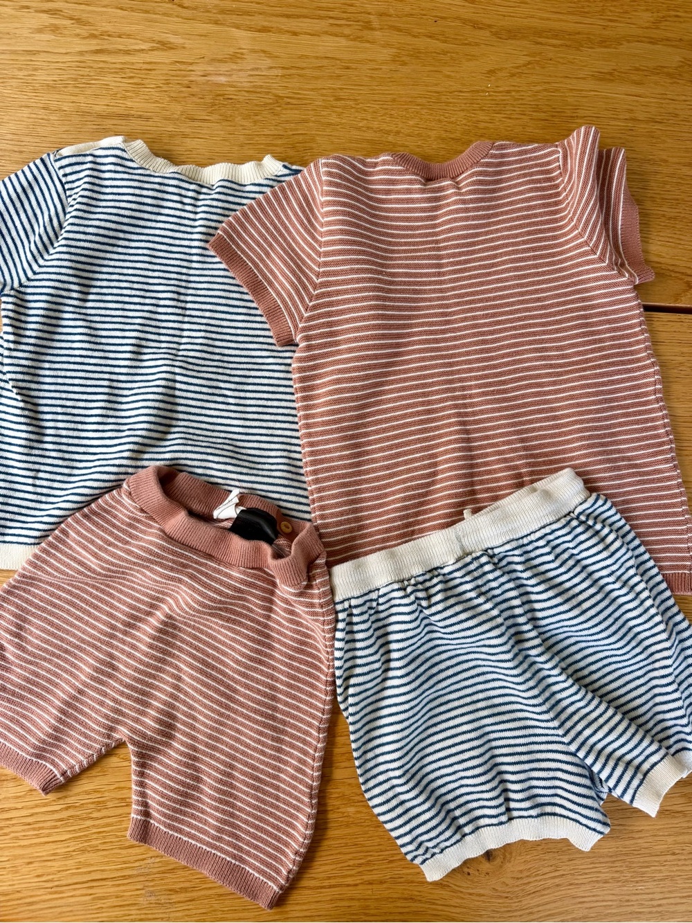 H&M Four Piece Cotton Knit Striped CordinatinSweaters Matching Set Navy & brown - Picture 4 of 8